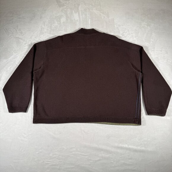 Tommy Bahama Reversible Sweater Men 3XL Brown Green 1/4 Zip Mock Neck Embroidery - Picture 9 of 16